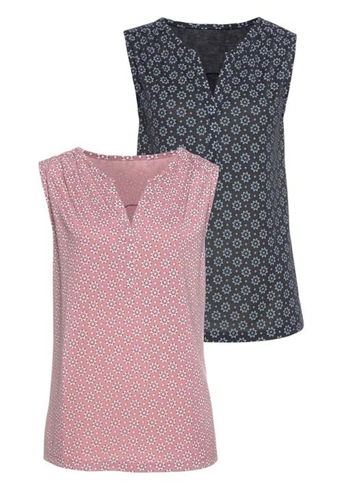 Se LASCANA Bluse  navy / gammelrosa / hvid ved About You