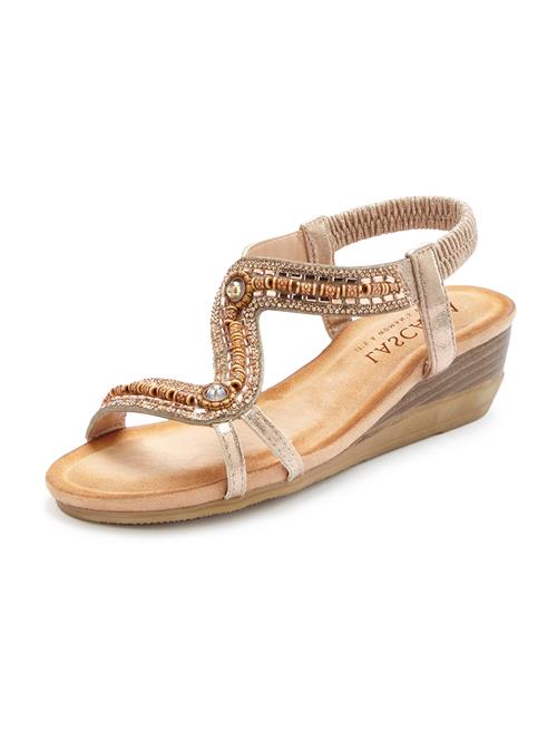 Se LASCANA Sandaler med rem  lysebeige / guld ved About You