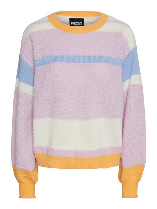 Se PIECES Pullover 'PCALISA'  royalblå / lavendel / orange / hvid ved About You