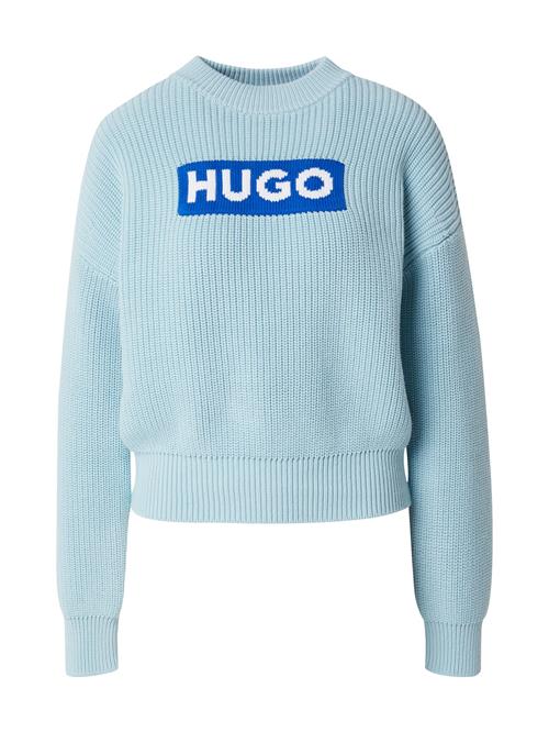 Se HUGO Pullover 'Sloger'  blå / lyseblå / hvid ved About You