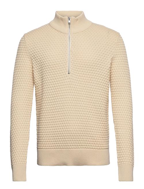 Selected Homme Slhremy Ls Knit All Stu Half Zip W Camp Selected Homme Beige