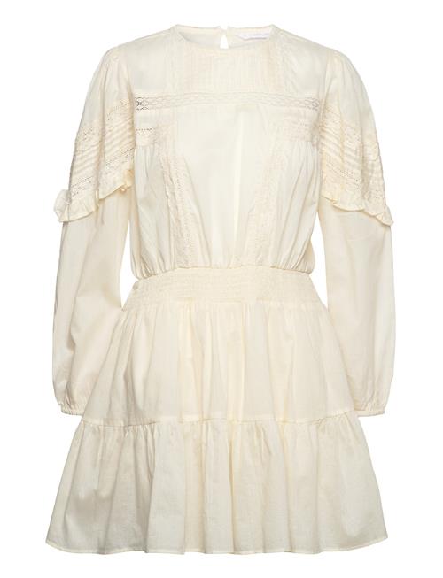 Mango Frills Embroidered Dress Mango Beige