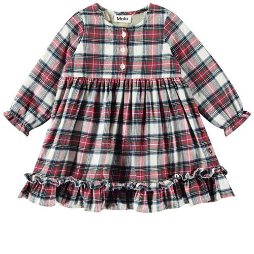 Se Molo GOTS Cele Kjole Pine Check 86 cm  Hvid  86 cm  kvinde ved Babyshop