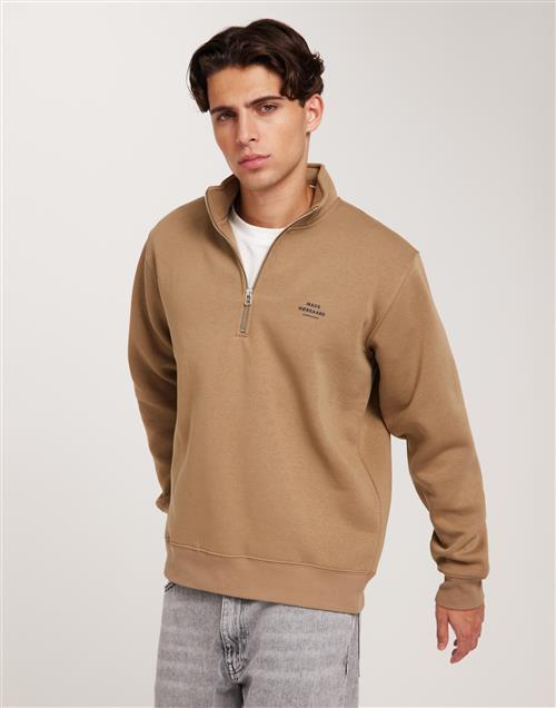 Mads Nørgaard Standard Half Zip Logo Sweat Half zip Beige