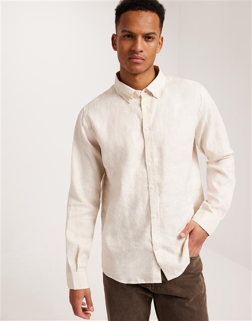 Se Les Deux Kristian Linen B.D. Shirt Hørskjorter Beige ved NLY Man