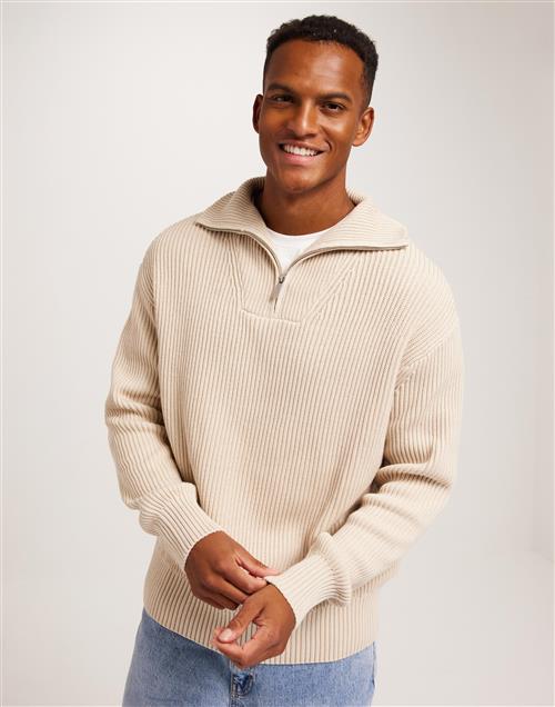 Selected Homme Slhdry Ls Knit Relaxed Half Zip Half zip Beige