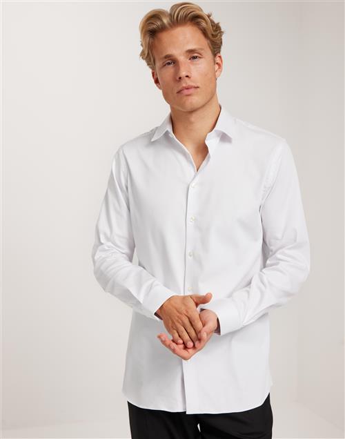 Selected Homme Slhslim-Performance Shirt Ls Noos Ensfarvede skjorter Hvid