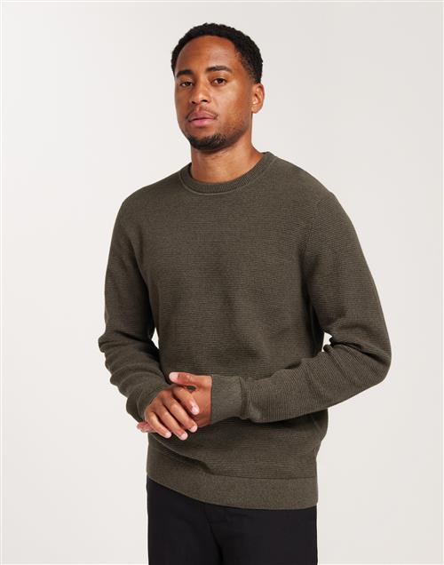 Selected Homme Slhross Ls Knit Structure Crew Neck Pullovers Brun