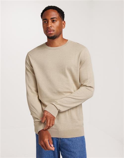 Selected Homme Slhberg Crew Neck Noos Striktrøjer Beige