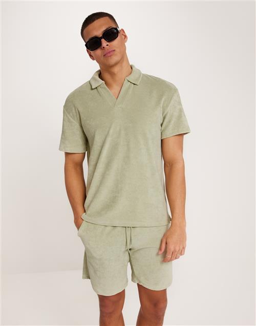 Jack & Jones Jprbla Terry Ss Split Neck Kortærmede poloer Grøn