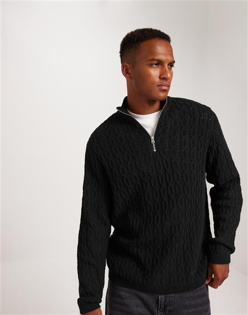 Only & Sons Onsleonard Life Reg 7 Half Zip Knit Trøjer med lynlås Sort