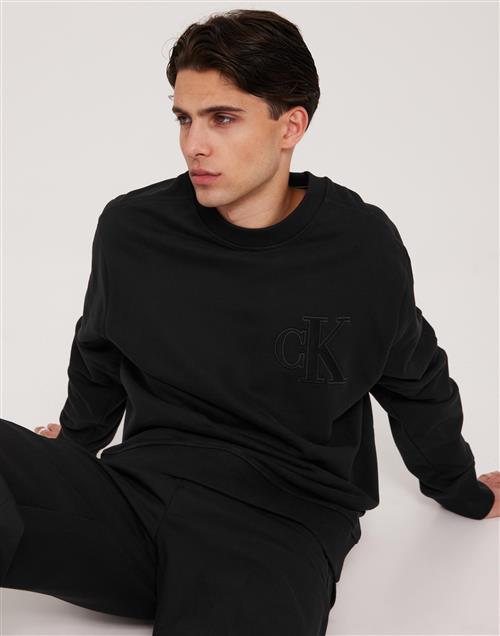 Calvin Klein Jeans Ck Applique Crew Neck Sweatshirts Sort