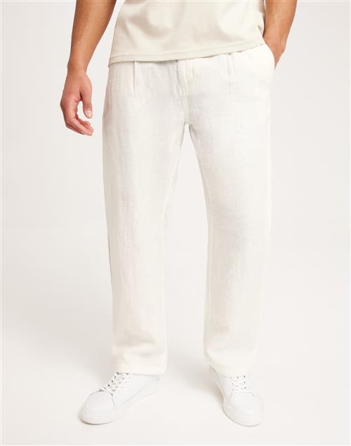 KnowledgeCotton Apparel FIG loose linen pants - GOTS/Vegan Hørbukser Hvid