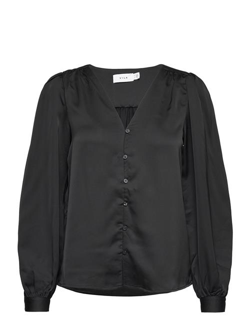 Vila Viellette V-Neck L/S Shirt/Su - Vila Black