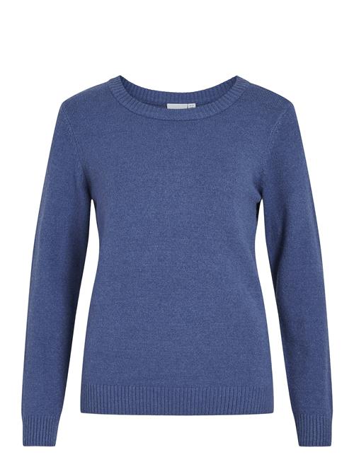 Se Vila Viril O-Neck L/S Knit Top - Noos Vila Blue ved Booztlet