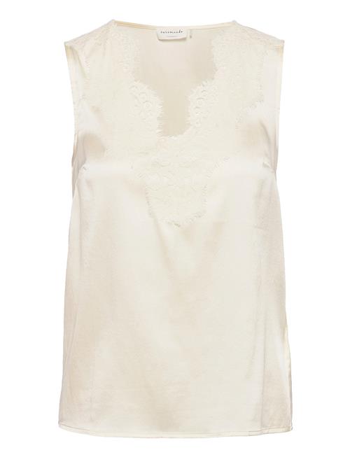 Se Rosemunde Jade Silk Top W/ Lace Rosemunde Cream ved Booztlet