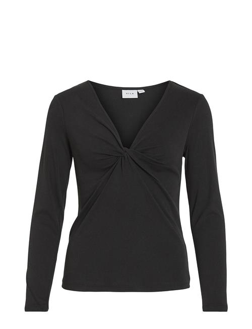 Vila Vilullu V-Neck L/S Knot Top - Noos Vila Black