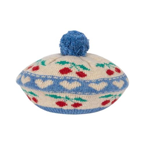 Se Konges Sløjd Belou Knit Beret - Cherry Stripe | Lyserød | 2-4 years ved Babyshop