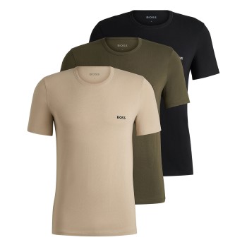 BOSS 3P Classic Regular Fit T ShirtRN Grøn/Brun bomuld Large Herre