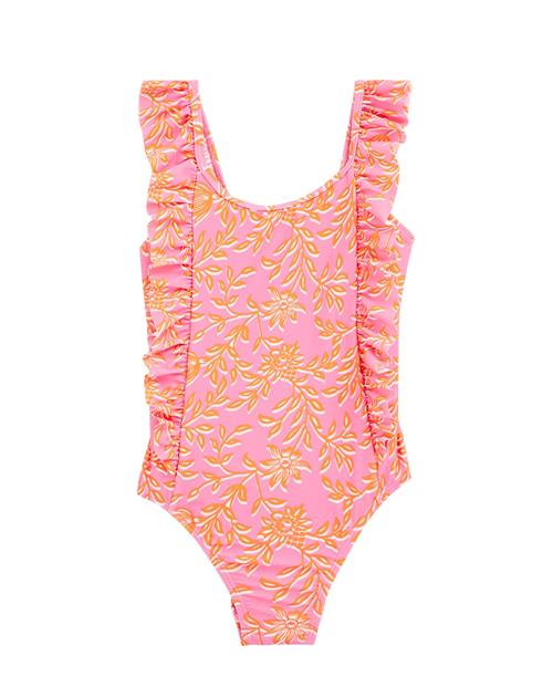 WE Fashion Badedragt  orange / lys pink / hvid