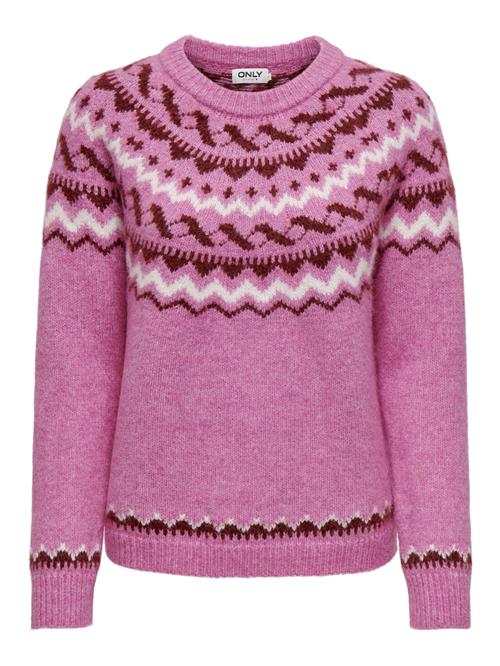 Se ONLY Pullover 'ONLISLE'  lys pink / vinrød / hvid ved About You