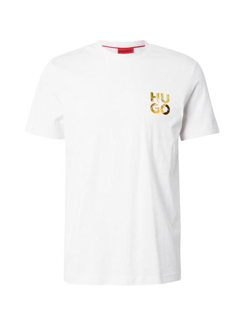 HUGO Bluser & t-shirts 'Diridumti'  mørkebrun / sennep / guld / hvid