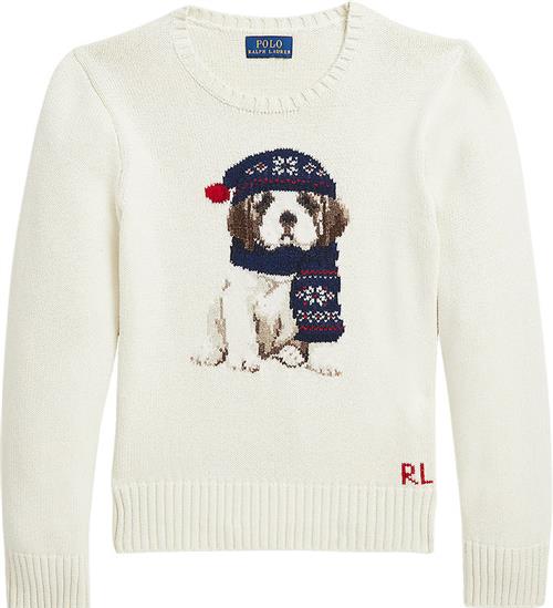 Se Polo Ralph Lauren Bluse - Uld - Hvid m. Hund ved KidsWorld