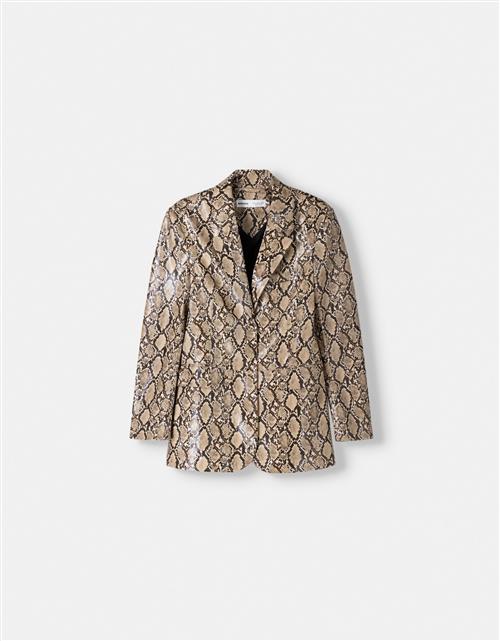 Bershka Blazer  kit / mørkebrun / sort