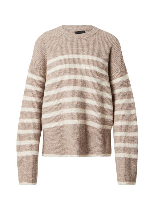 PIECES Pullover 'LINE'  creme / brun-meleret