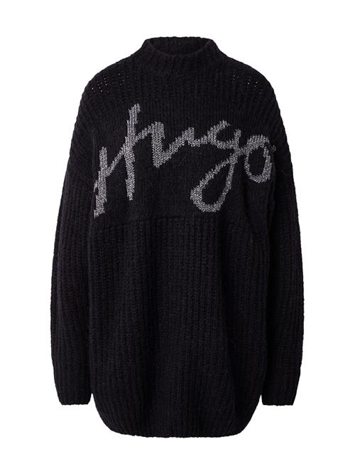 HUGO Pullover i overstørrelse 'Sloguessy'  sølvgrå / sort