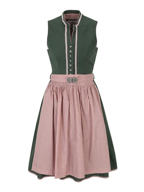 MARJO Dirndl 'Coralie'  mørkegrøn / lyserød