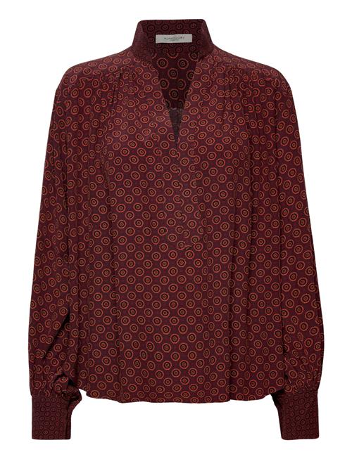 Se HUNKYDORY Elena Printed Blouse HUNKYDORY Burgundy ved Booztlet