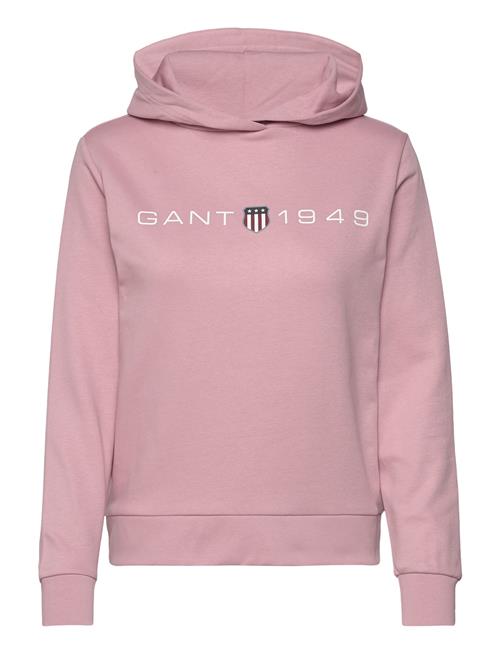 Se GANT Reg Printed Graphic Hoodie GANT Pink ved Booztlet