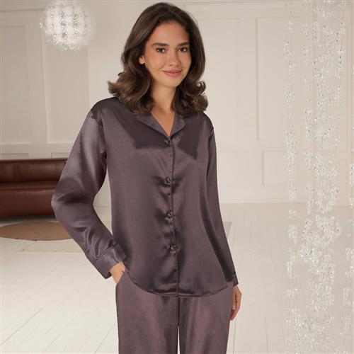 Lady Avenue Satin Long Sleeve Pyjamas Pyjamassæt Str S - Bomuld hos Magasin