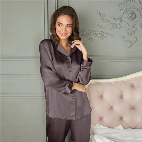 Lady Avenue Pure Silk Basic Pyjamas Pyjamassæt Str L - Silke hos Magasin