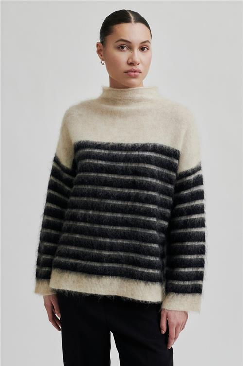 Second Female Juta Knit Mohair Blend Tneck Kvinde Black Sweaters Str XS Mohair - hos Magasin