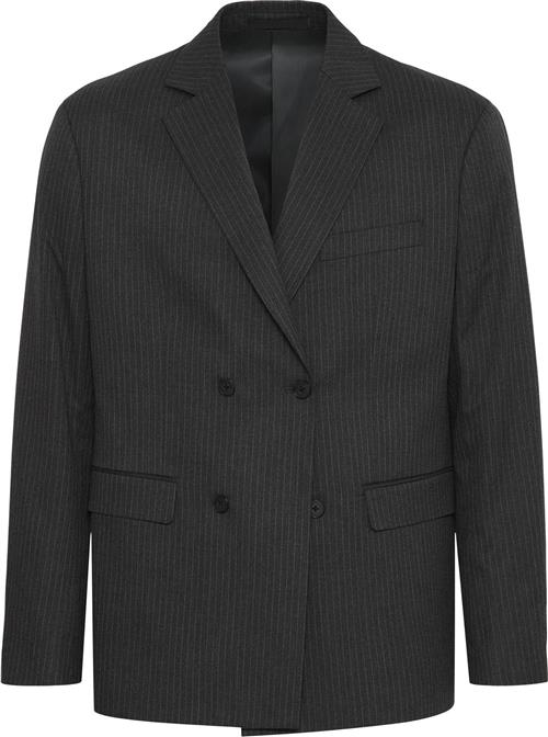 Se Casual Friday Cfbruce Pinstriped Relaxed Blazer Kvinde Dark Grey Melange Blazere Relaxed Fit Str 48 - hos Magasin ved Magasin