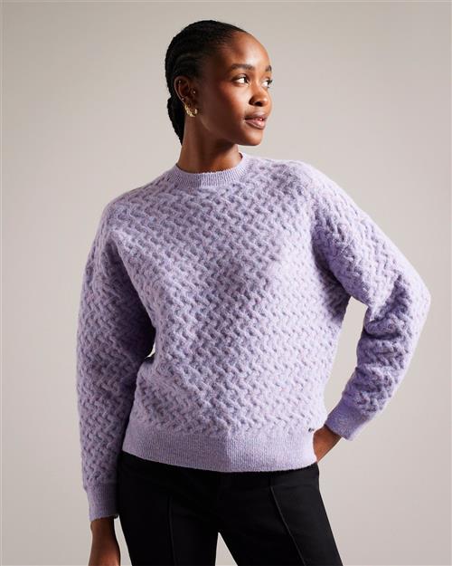 Ted Baker Morlea Horizontal Cable Relaxed Fit Kvinde Lt-purple Sweaters Str XL /5 - hos Magasin