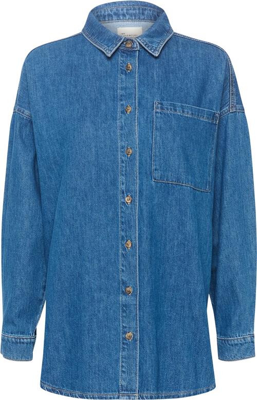 My Essential Wardrobe Malomw 143 Shirt Kvinde Medium Blue Vintage Wash Denimskjorter Str 34 - hos Magasin