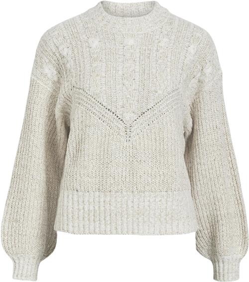 Object Objnova Stella Cable Knit Pullover Kvinde Humus/melange Sweaters Str S - hos Magasin