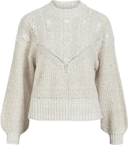 Object Objnova Stella Cable Knit Pullover Kvinde Humus/melange Sweaters Str XL - hos Magasin