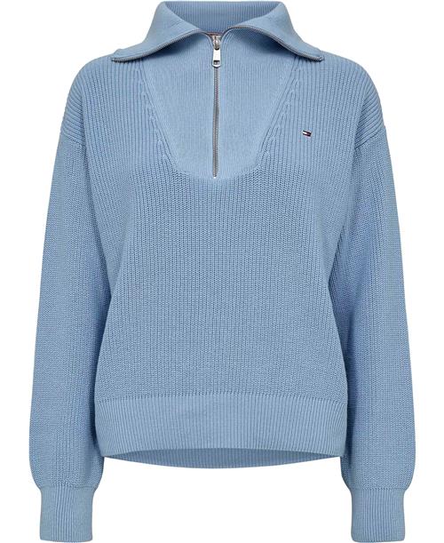 Tommy Hilfiger CO Cardi Stitch 1/2 ZIP SWT Kvinde Well Water Sweatshirts Str XS - hos Magasin