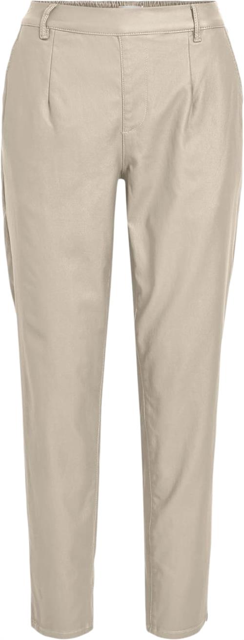 Object Objbelle Lisa Coated Pant Noos Kvinde Sandshell/col Bukser Med Smalle Ben Str 34 - hos Magasin