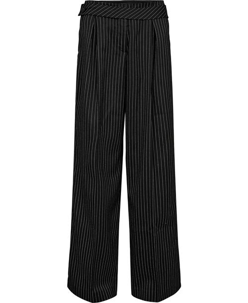 REMAIN Striped Wide Pants Kvinde Black Comb. Bukser Med Brede Ben Str 38 - hos Magasin