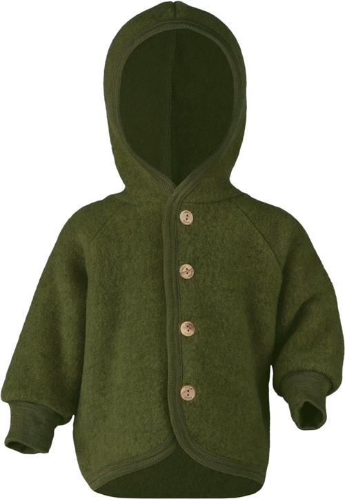 Se Engel Natur Hooded Jacket, With Wooden Buttons, IVN Best Reed Mélange Str 50-56 - Mã¸Rk Grã¸N Fleece hos Magasin ved Magasin