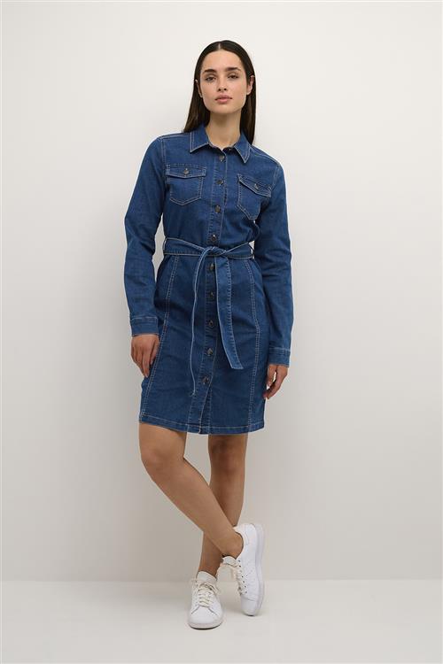 Kaffe Kavicky Denim Dress Kvinde Medium Blue Washed Denim Korte Kjoler Str 46 Denim - hos Magasin