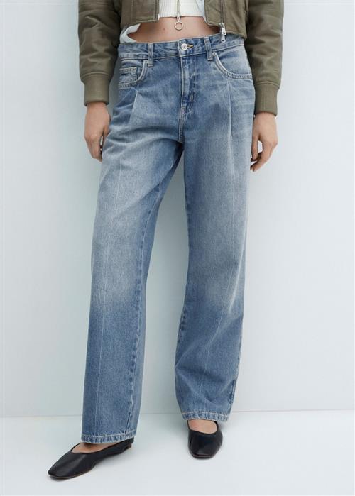 Se MANGO Straight Pleated Jeans Kvinde Open Blue Straight Jeans Str 40 - Denim hos Magasin ved Magasin