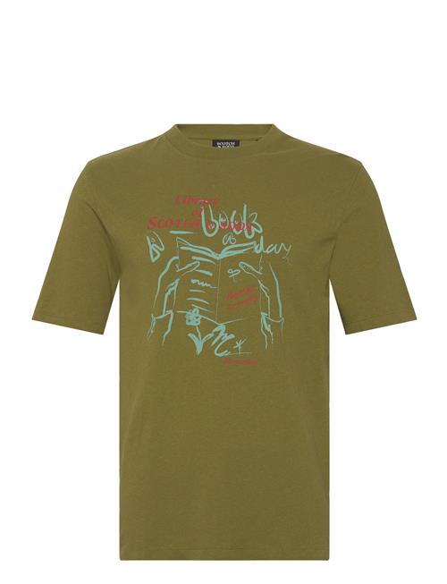 Linen Blend Front Artwork T-Shirt Scotch & Soda Green