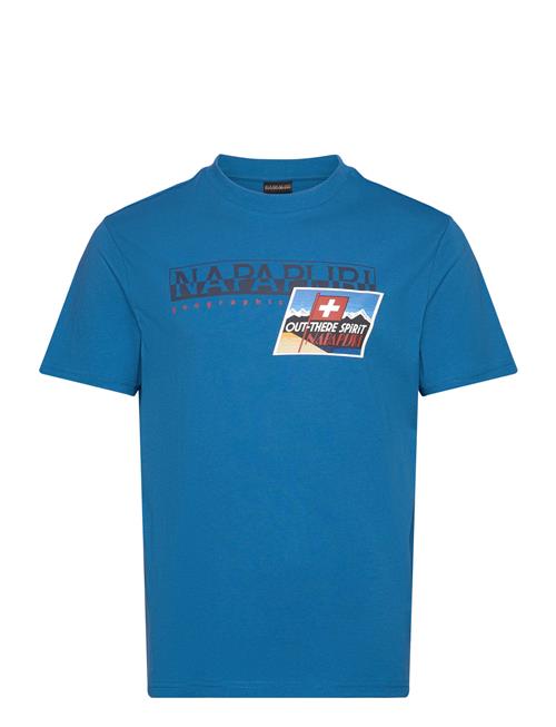 Se Napapijri Portalet Short Sleeve T-Shirt Napapijri Blue ved Booztlet