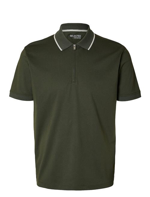 Selected Homme Slhreg-Dan Ss Zip Polo Selected Homme Green